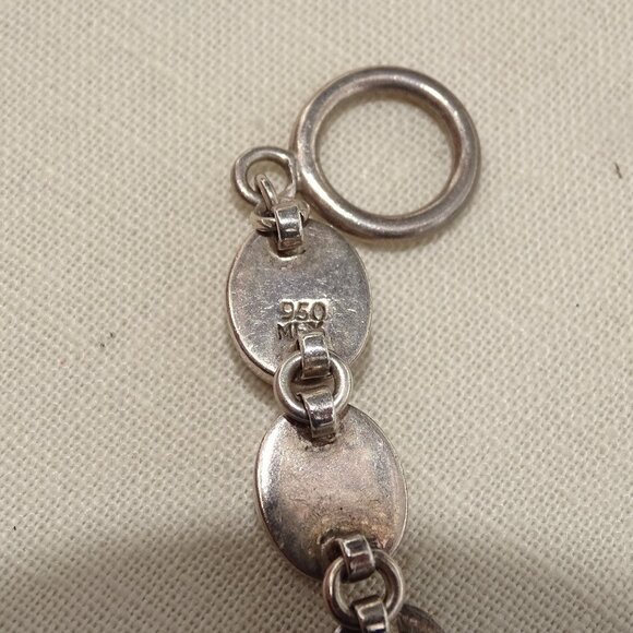 Vintage 950 Sterling Silver and Onyx 7 1/2" Toggle Bracelet - Picture 4 of 7